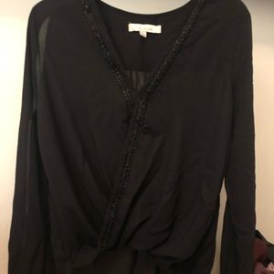 Beaded V-neck blouse